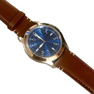 Elevon Hanson Aviator Genuine Leather Watch - Blue Face